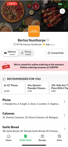 Bertos Nunthorpe iPhone screenshot