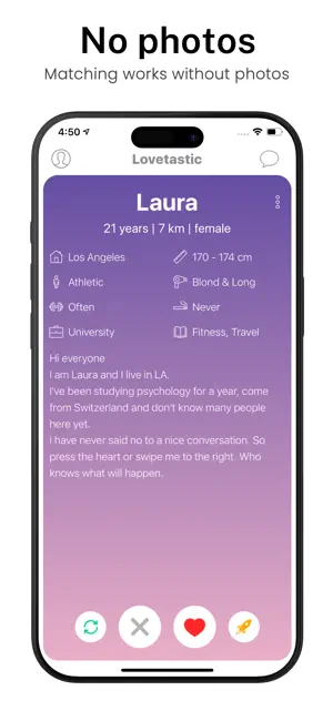 Lovetastic: Pictureless Dating screenshot 1