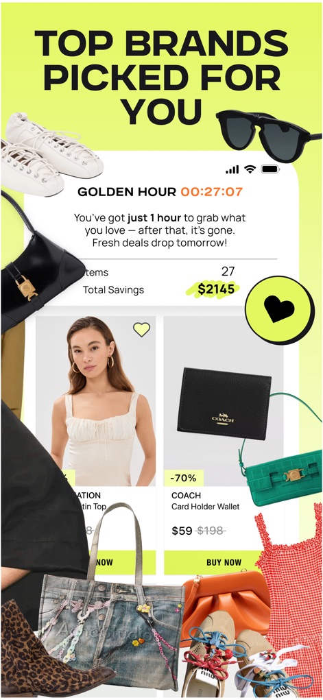 GOLD - The Best Deals Daily - Users discover a uniquely personalized product feed, where the app intelligently curates items, and can track their impressive real-time total savings.