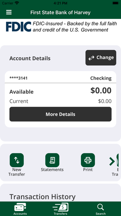First State Bank of Harvey Screenshot