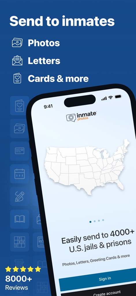Inmate Photos, send to prison - The app's intuitive interface provides a broad overview of its extensive 4000+ facility coverage and the diverse mail categories available, including photos and letters.