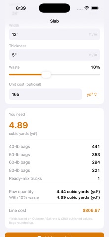 Slab: Concrete Calculator screenshot