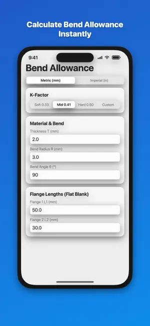 Bend Allowance Calculator screenshot 1