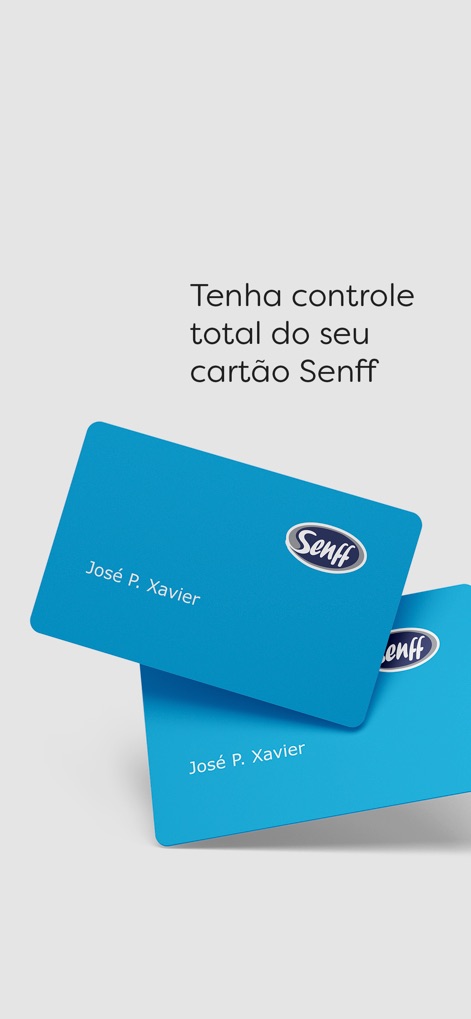 Senff Clientes: Cartão e + - Nutzer erhalten eine klare Darstellung ihrer digitalen Senff-Karten und die Personalisierung durch den Namen des Karteninhabers, José P. Xavier.