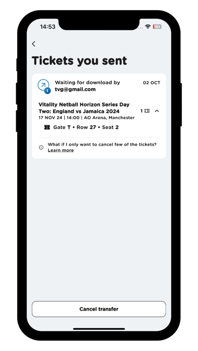 England Netball Tickets Screenshot