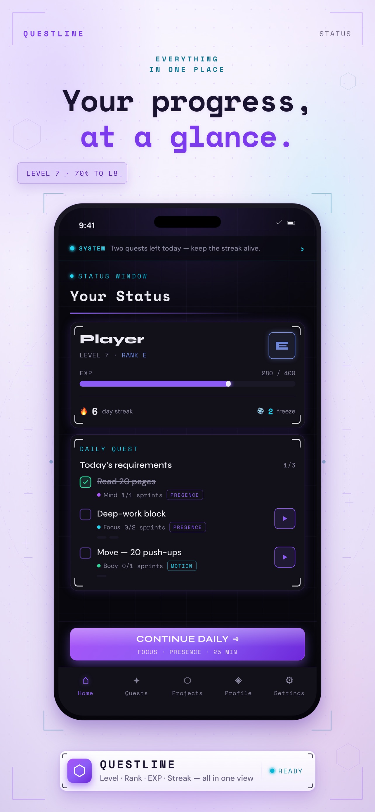 Screenshot 2 of Questline — Focus Quests