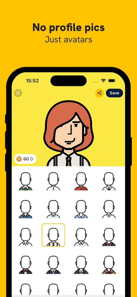 Slowly: Make Global Friends - The app prioritizes privacy by enabling users to create unique, customizable avatars and choose from a grid of diverse blank avatar bases instead of real photos.