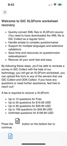 GIC XLSForm Recovery screenshot