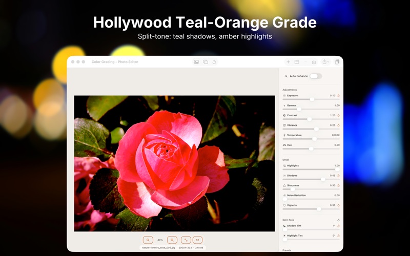 Split-tone tints for shadows and highlights
