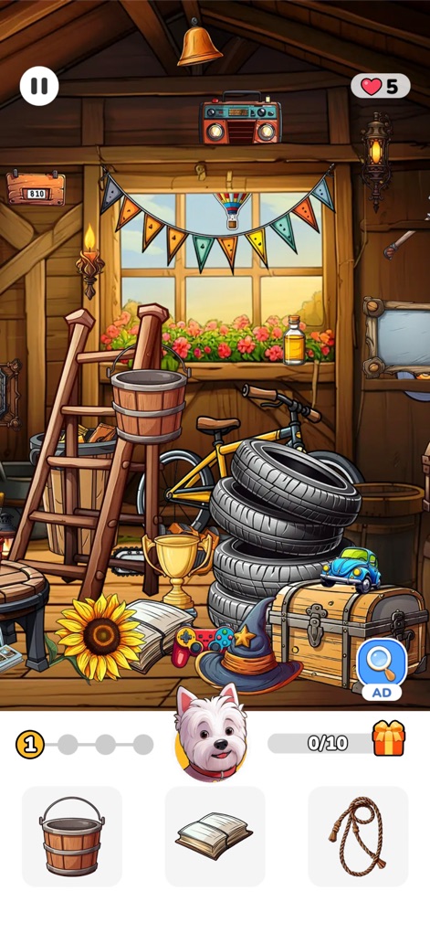 Tidy Master: Hidden Objects - Users can immerse themselves in a richly detailed scene filled with diverse items while consulting the straightforward visual checklist at the screen's base.
