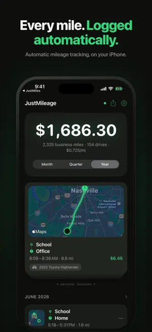JustMileage: Mileage Tracker screenshot 1