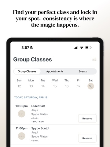 Spyce Pilates iPad screenshot