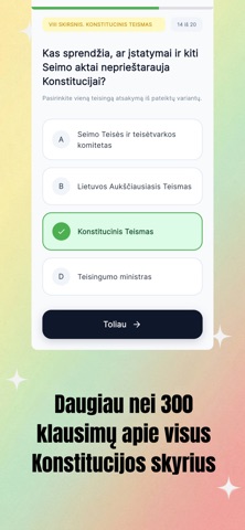 LT Konstitucijos testai iPhone screenshot
