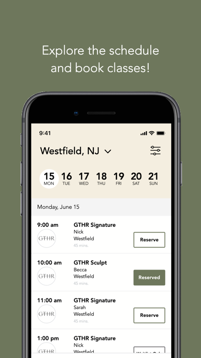 GTHR Pilates iPhone screenshot 3 - Health & Fitness app