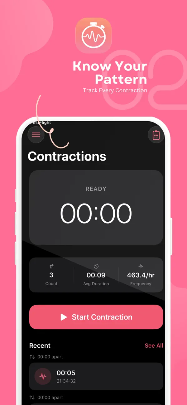 Screenshot #3 pour Labor Contraction Timer & Log