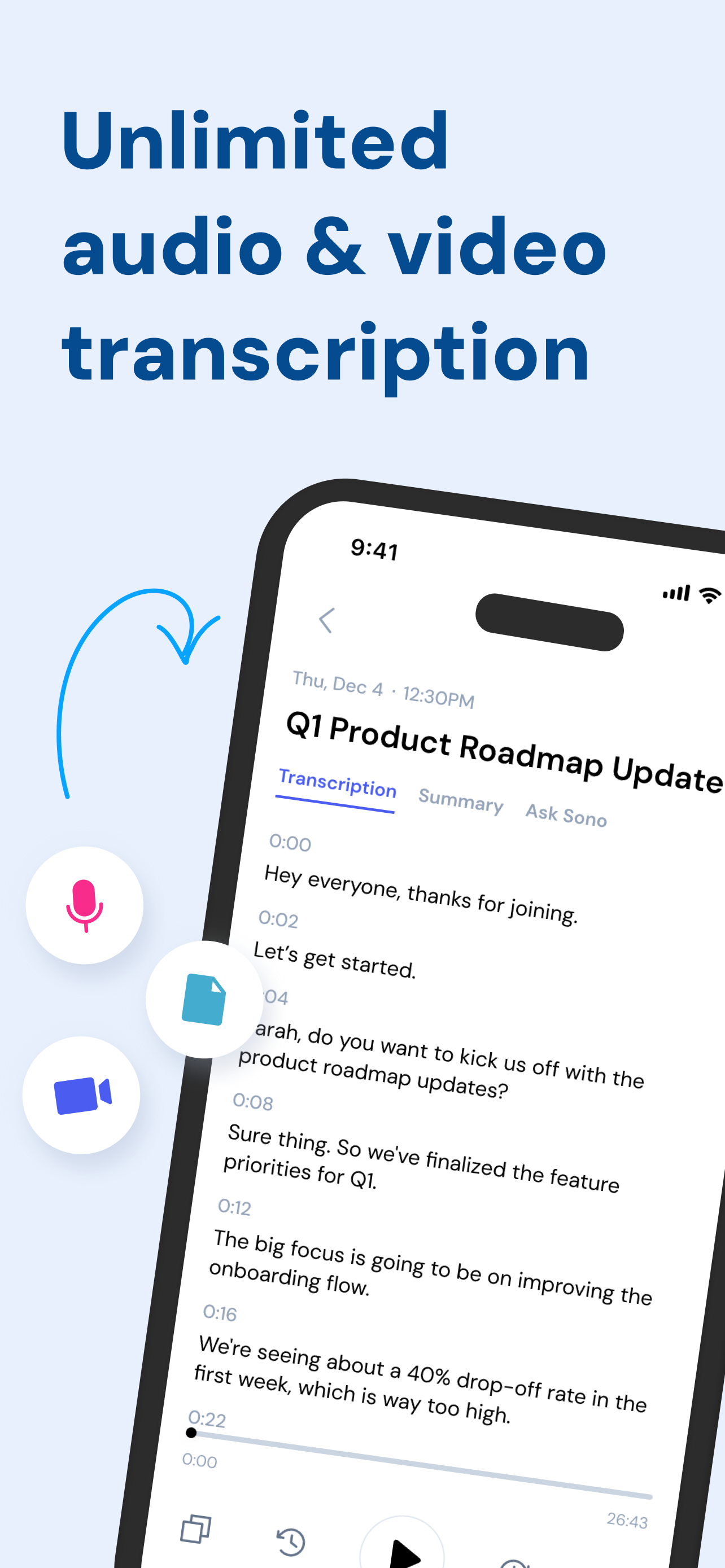 Sono AI Transcribe & Summarize
