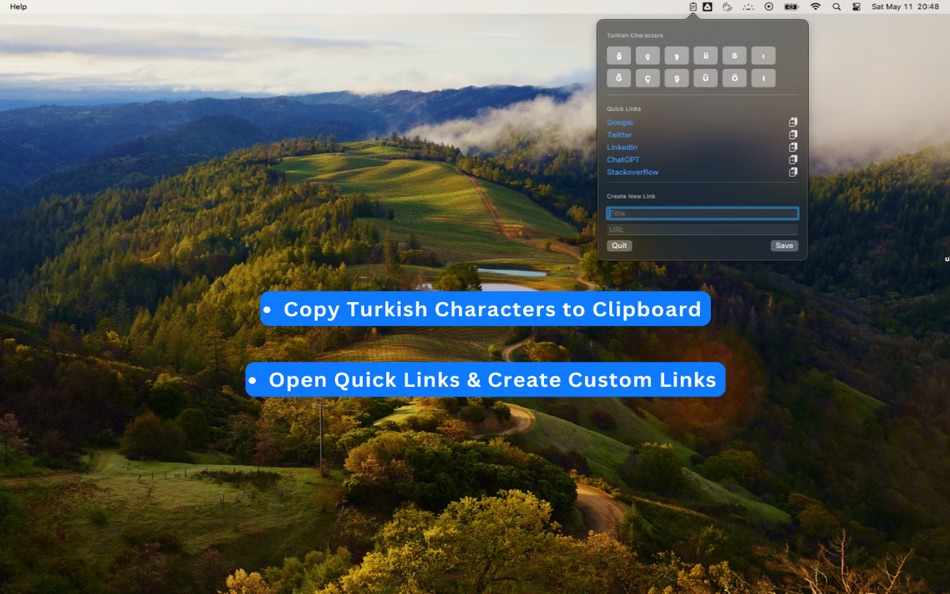 Quick Links and Turkish Chars (macOS) 由: Eray Alparslan