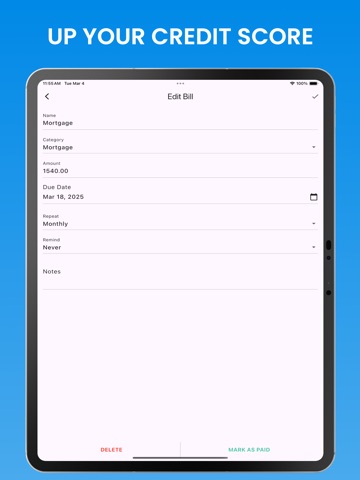 Bills: Organizer & Reminder iPad screenshot