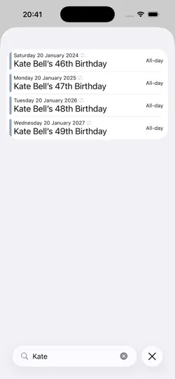 Captura de pantalla de Calendo en iPhone 3