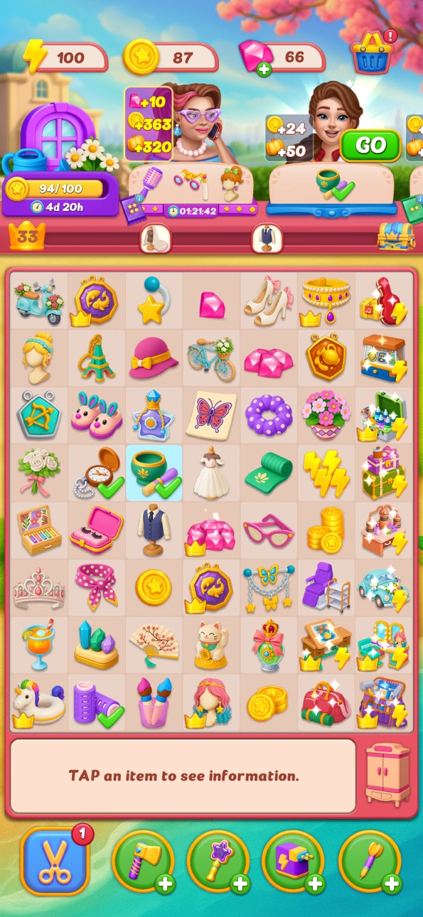 Glow Tales: Merge & Makeover [ Debug Menu ] screenshot 7 - iOS game interface