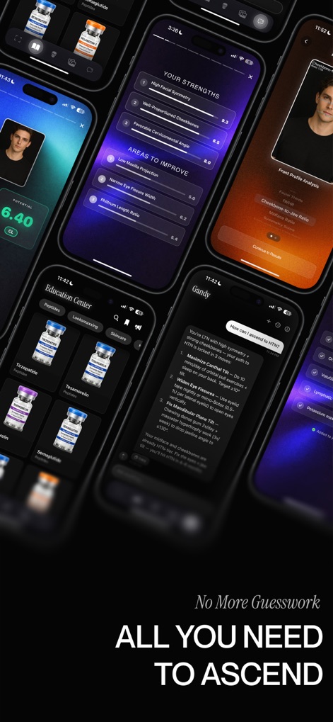 Ascension - Facial Analysis - This tool offers detailed "Strengths" and "Areas to Improve" insights, combined with access to an extensive "Education Center."