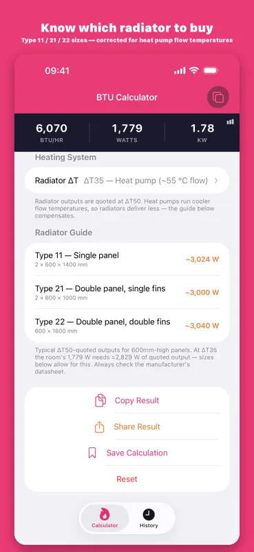 BTU Radiator Calculator screenshot 2 of 5