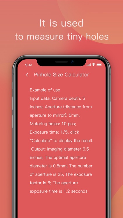 Pinhole Size Calculator