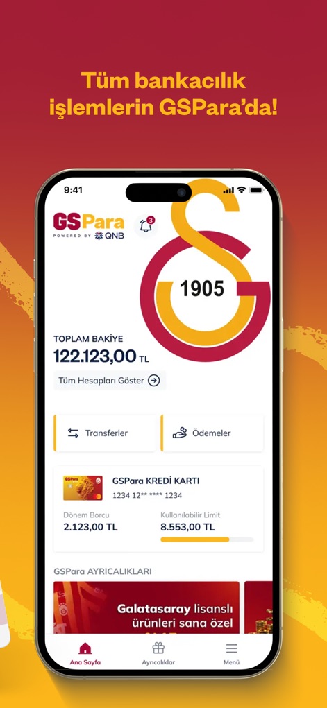 GSPara - Navigate the comprehensive financial dashboard, displaying total balance information and integrated GSPara Credit Card details for seamless account management.