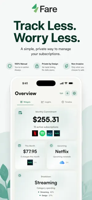 Fare: Subscription Tracker screenshot 1