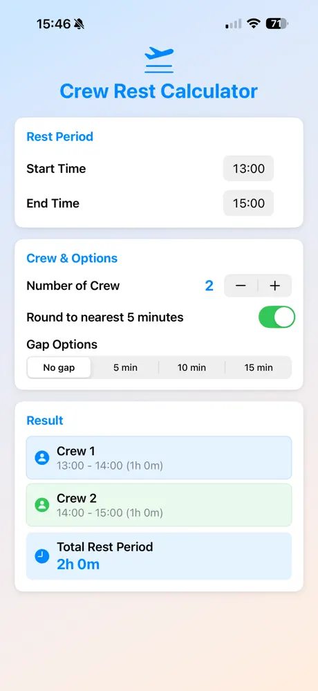 Crew Rest Calculator screenshot 3