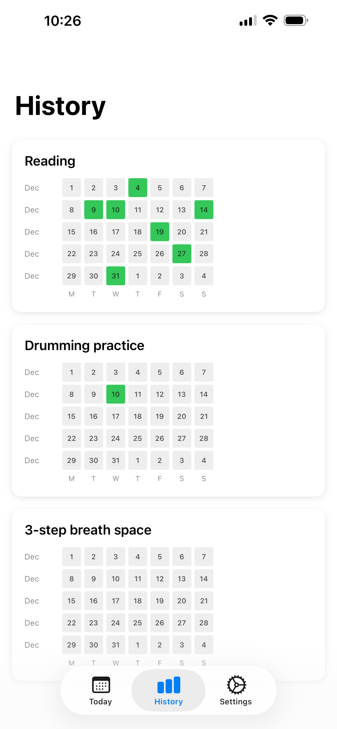 Cadence: gentle habit-tracker screenshot 2