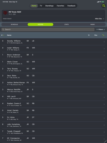 Texas A&M Football Schedules iPad screenshot