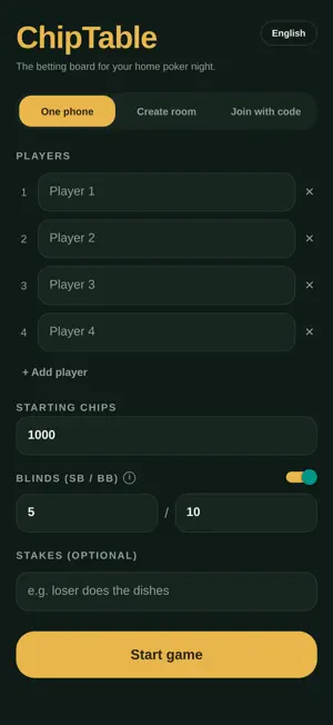 ChipTable - Poker Chip Board screenshot 1