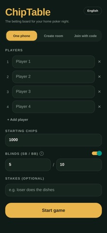 ChipTable - Poker Chip Board iPhone screenshot