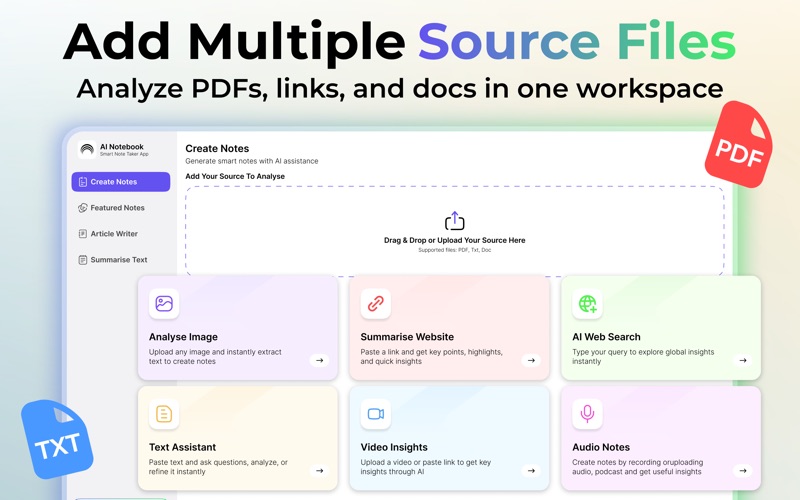 AI Notebook: Quiz LM Notes iPhone screenshot