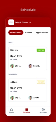 EXHALE Fitness CA iPhone screenshot