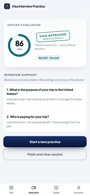 Visa Interview Practice screenshot 4