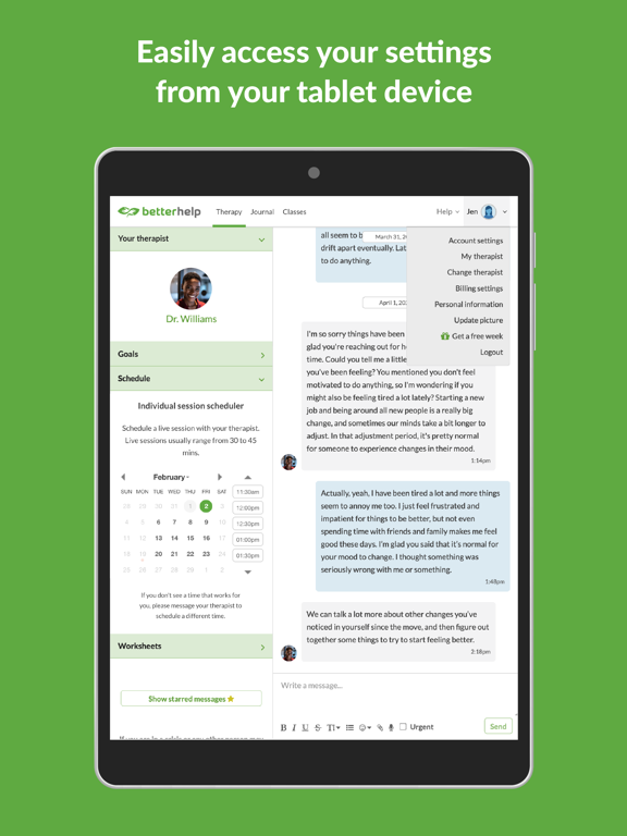 BetterHelp - Therapy iPad screenshot 4 - Health & Fitness app