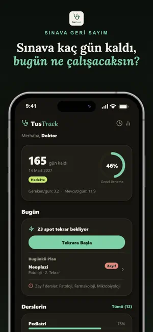 TusTrack: TUS Takip & Deneme screenshot 1