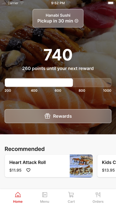 Hanabi Sushio To Go app screenshot
