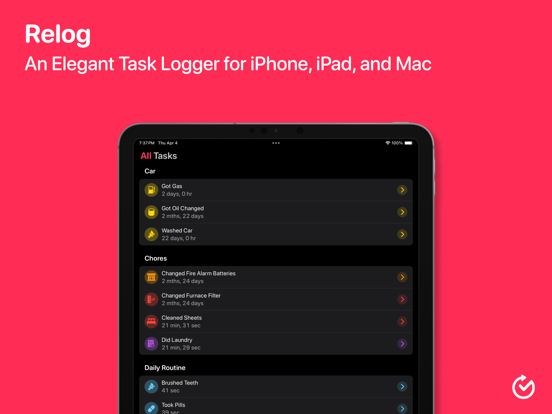 Relog: Task Logger iPad screenshot 1 - Productivity app