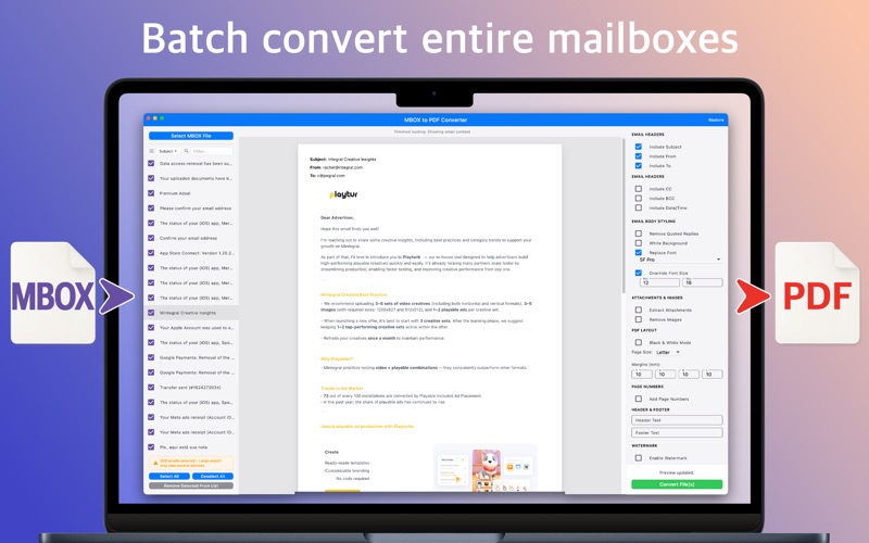 MBOX to PDF - Mail Exporter iPhone screenshot