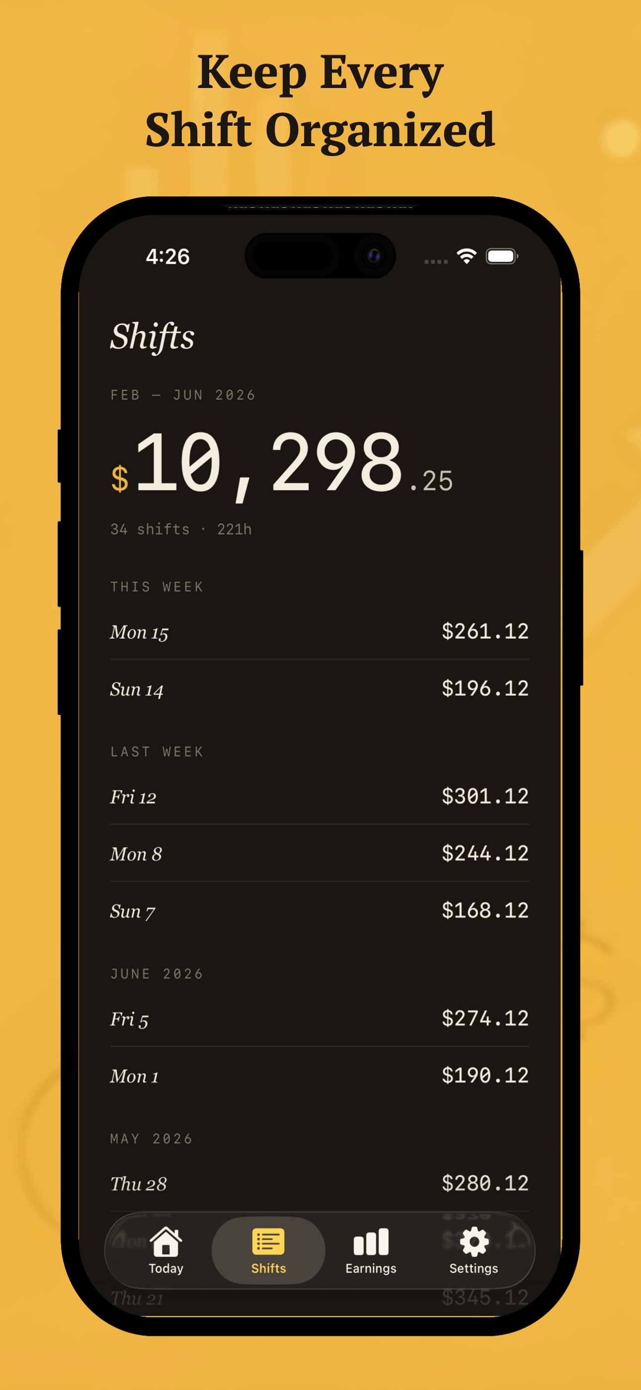 Tip Jar - Shift & Wage Log