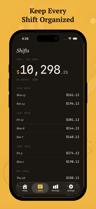 Tip Jar - Shift & Wage Log Screenshot 5 of 6