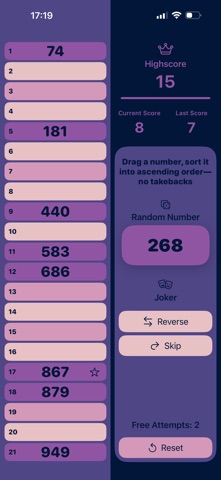 SnapSort21 Number Puzzle Game iPhone screenshot