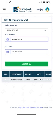 Synoweb Dashboard screenshot