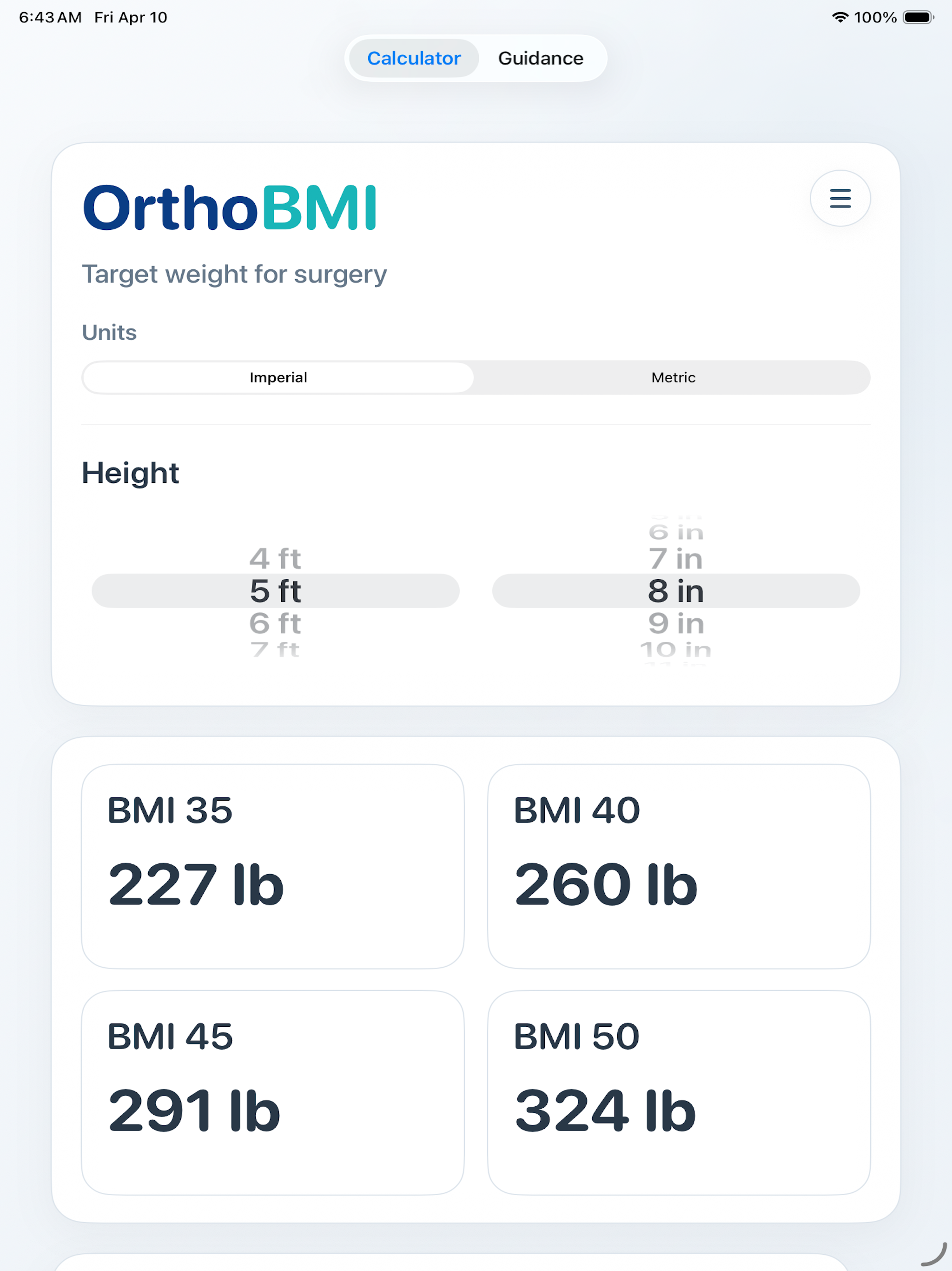 OrthoBMI – BMI Calculator