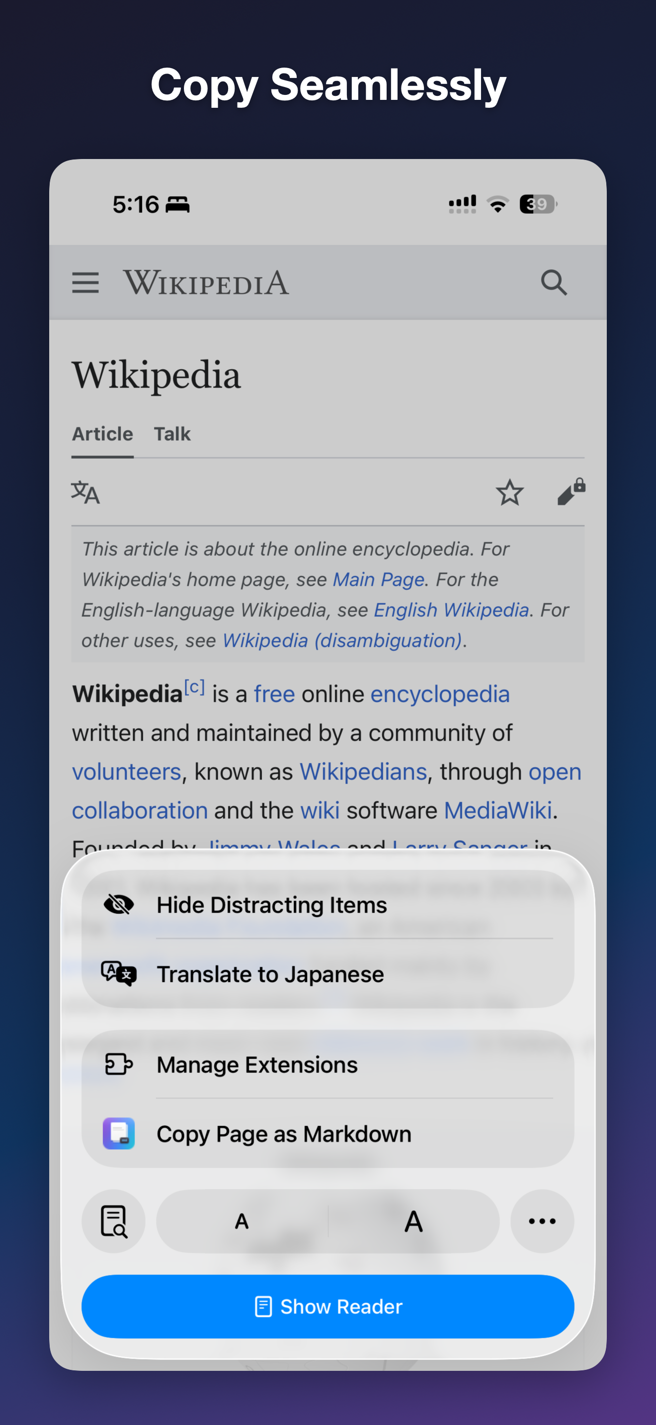 MDC - Markdown Copier iOS screenshot 3 showing app interface