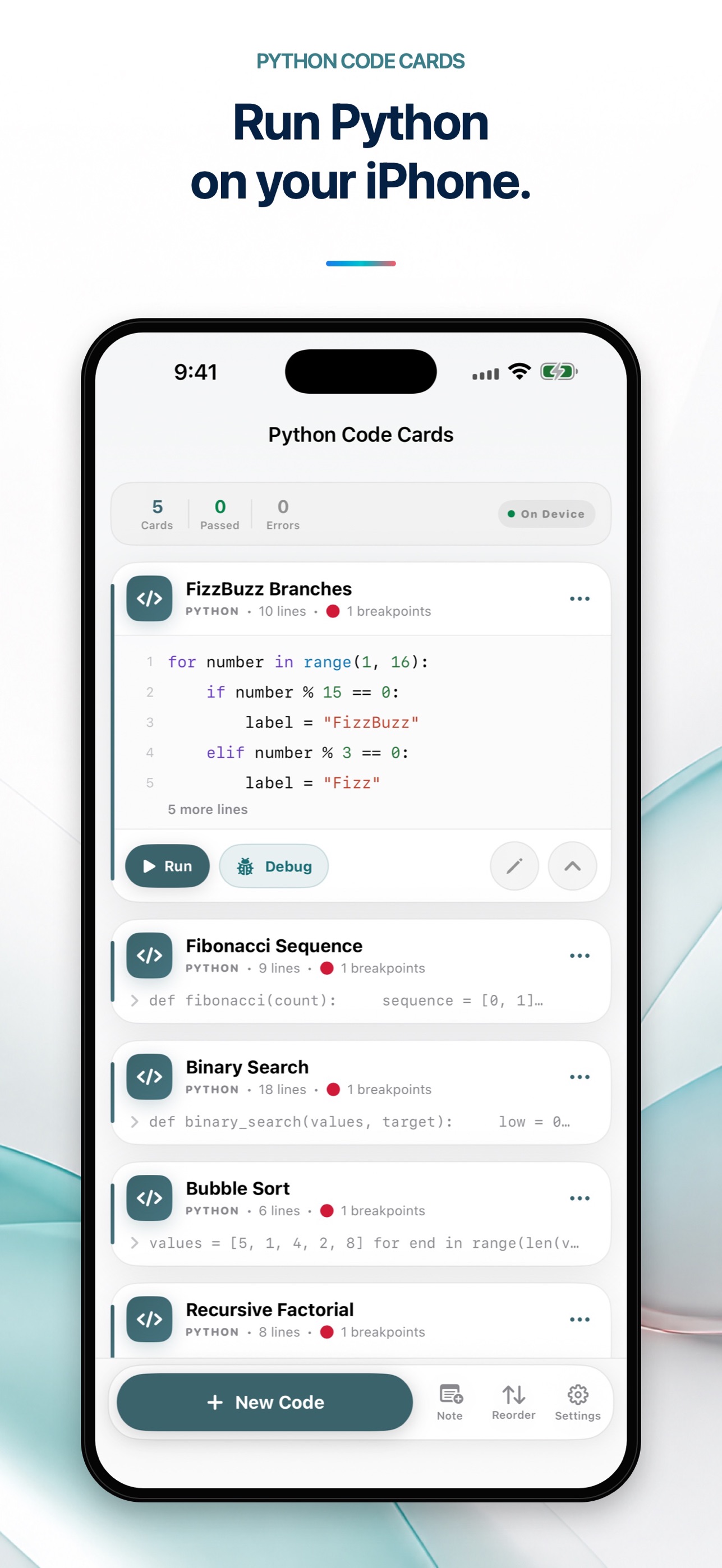 Screenshot 1 of Python Code Cards
