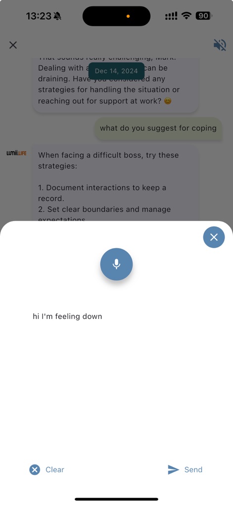Lumii.life – AI Wellbeing App - lumii-life-ai-wellbeing-voice-input